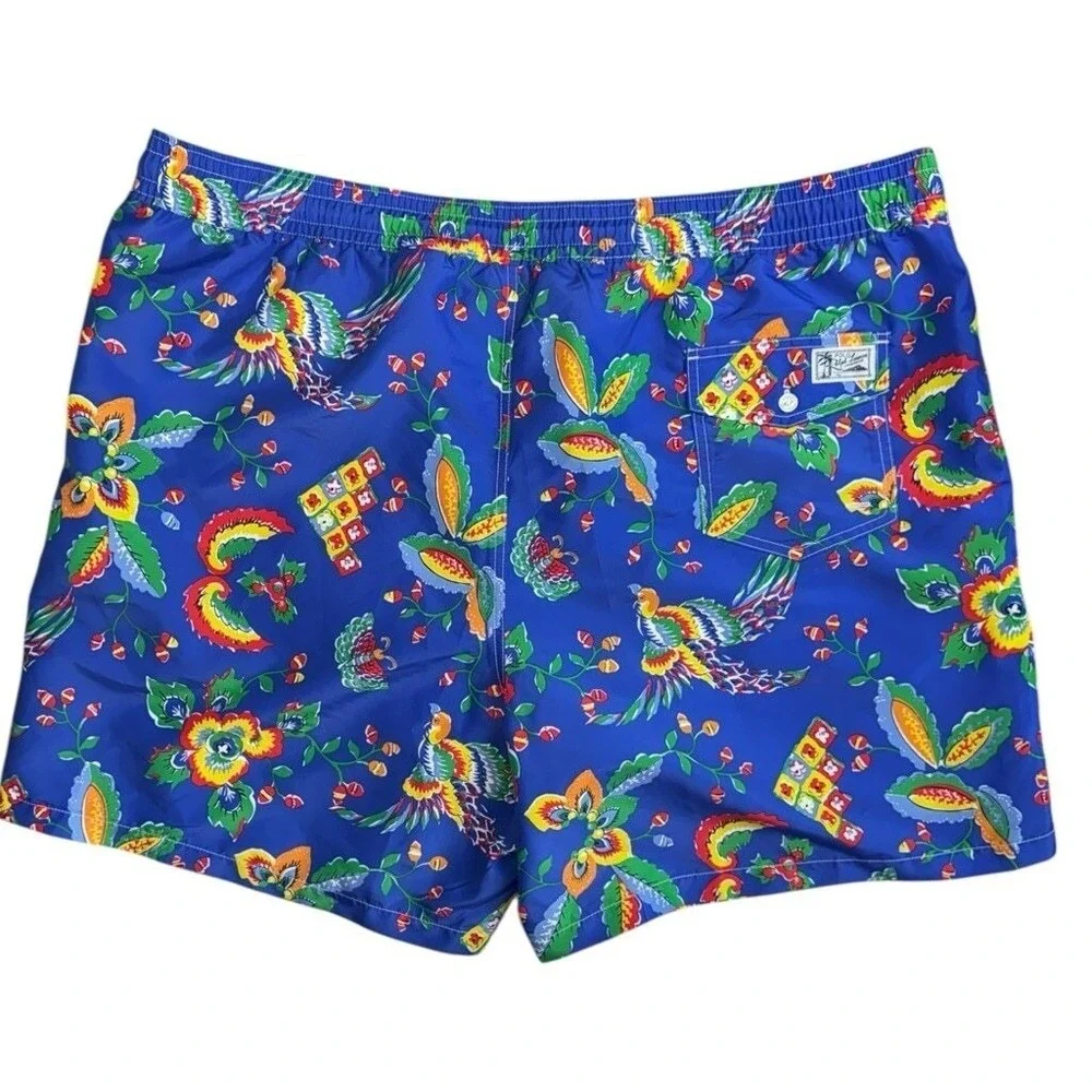 Polo Ralph Lauren Mens XLT Blue Tropical Swim Trunks Big & Tall Swim Shorts NWOT